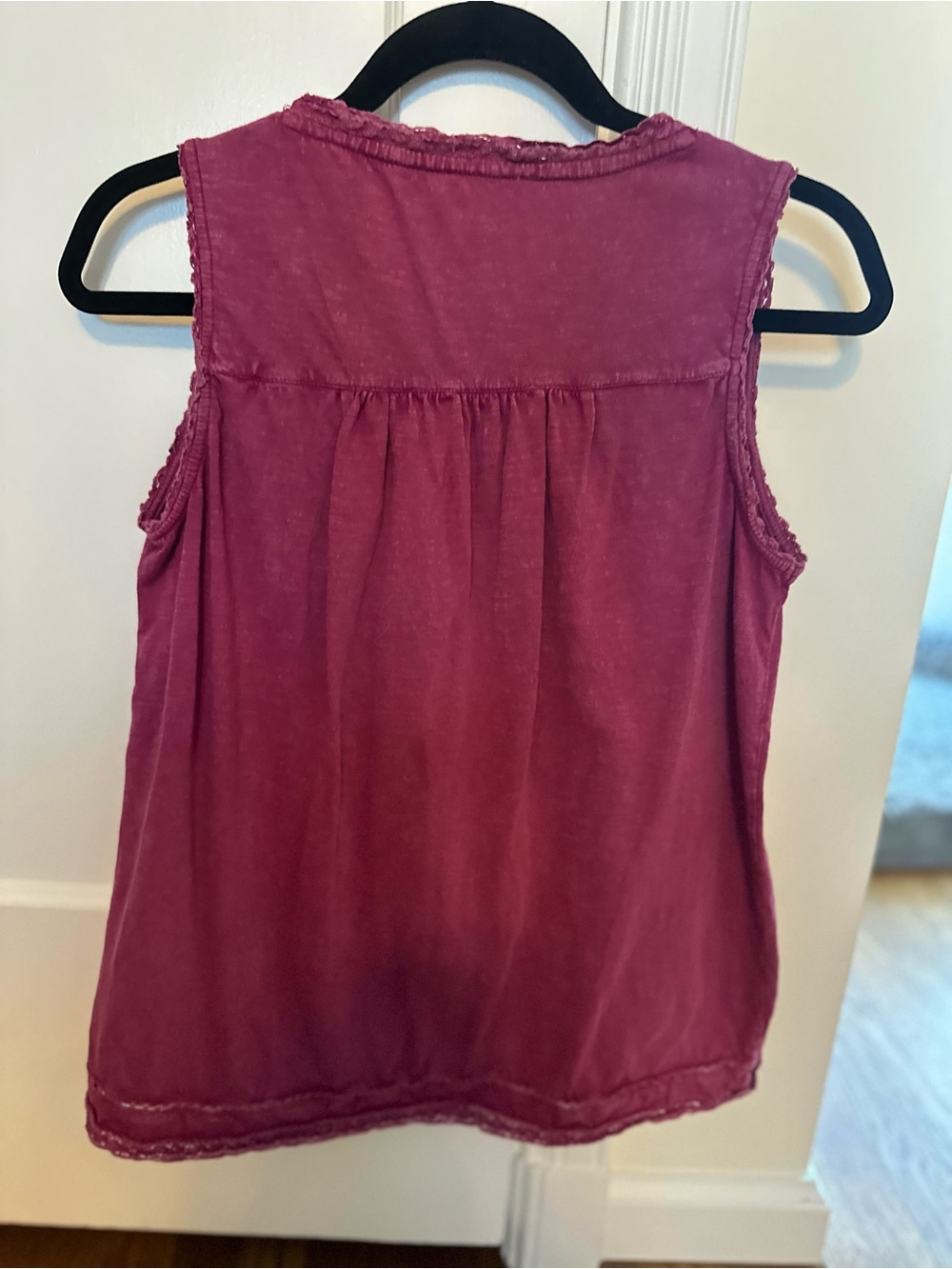 Sundance Raspberry Lace-Yoke Button Front Tank - Picture 2 of 3